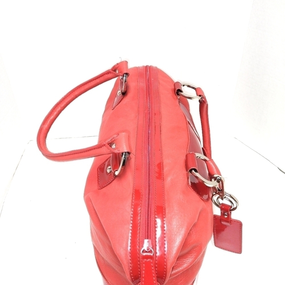 Pursuits red Patent Trim Satchel Tote Bag with Buckle Accent – Bold Statement P - Picture 7 of 9